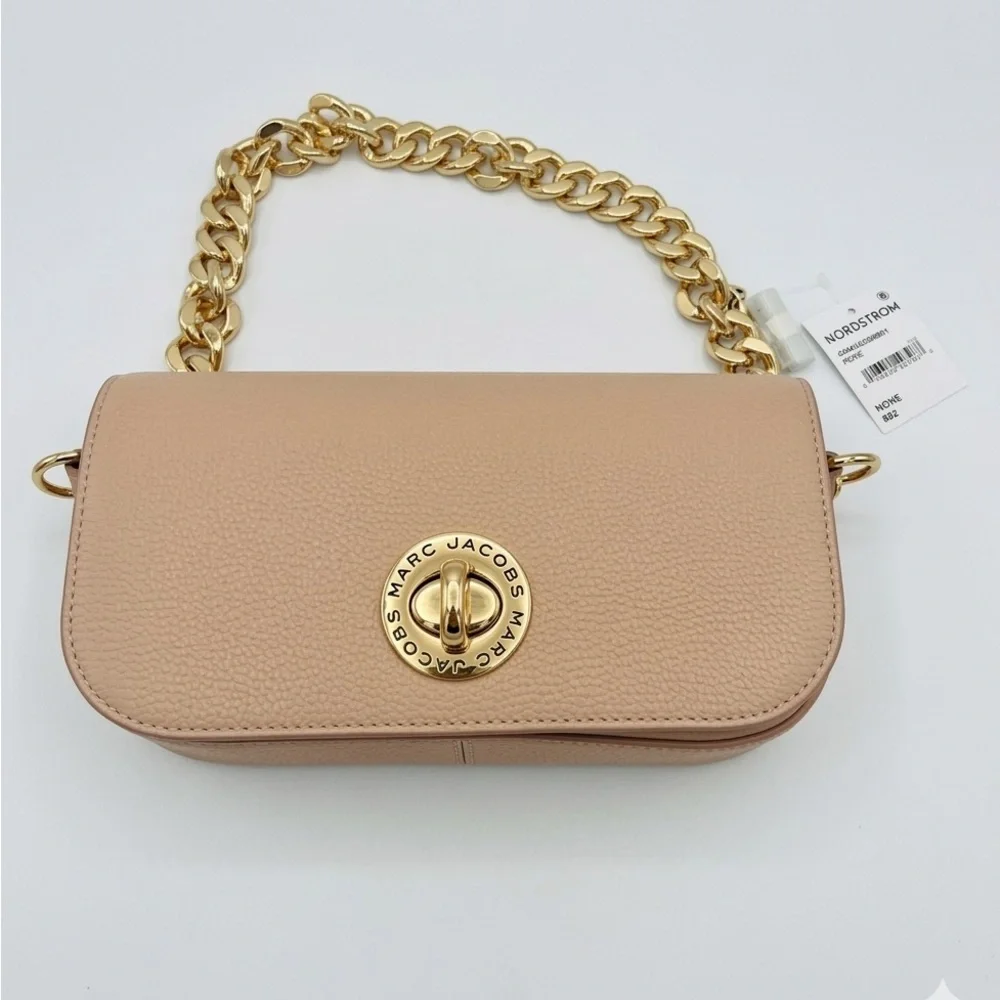 Marc Jacobs Blush Pink Pebbled Leather Crossbody with Gold Chain